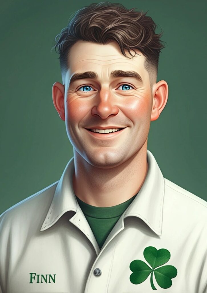 cartoon style man with work shirt